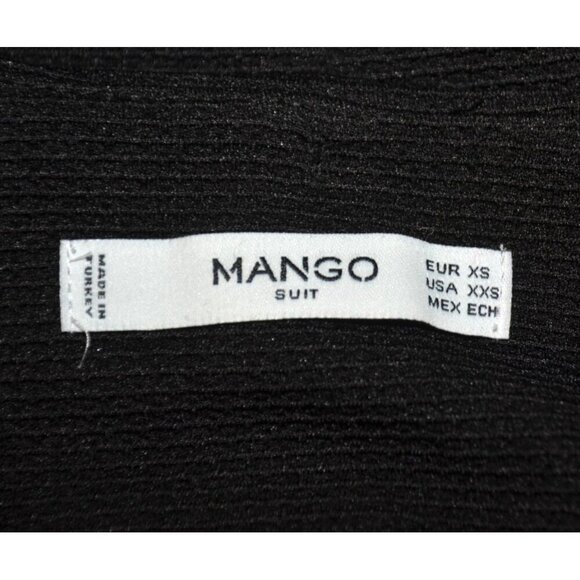 Mango Suit Black Open Front Crop Jacket Size XS Pockets Ribbed Career Casual - Picture 8 of 10